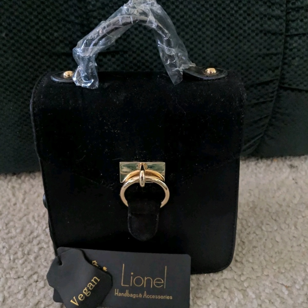 Lionel Kiera vegan leather handbag purse black NEW